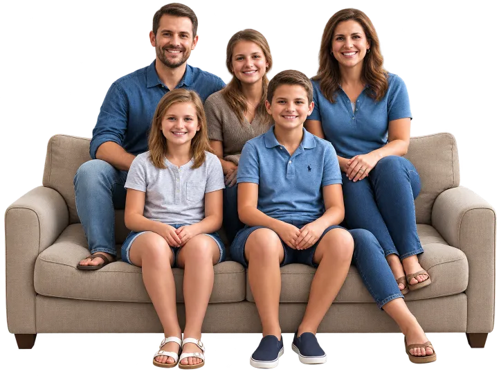 Family enjoying preserved audio memories