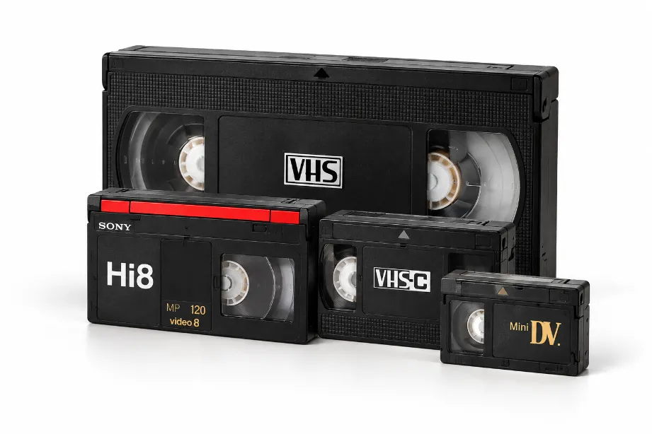 VHS, VHS-C, Hi8 and MiniDV home video tapes