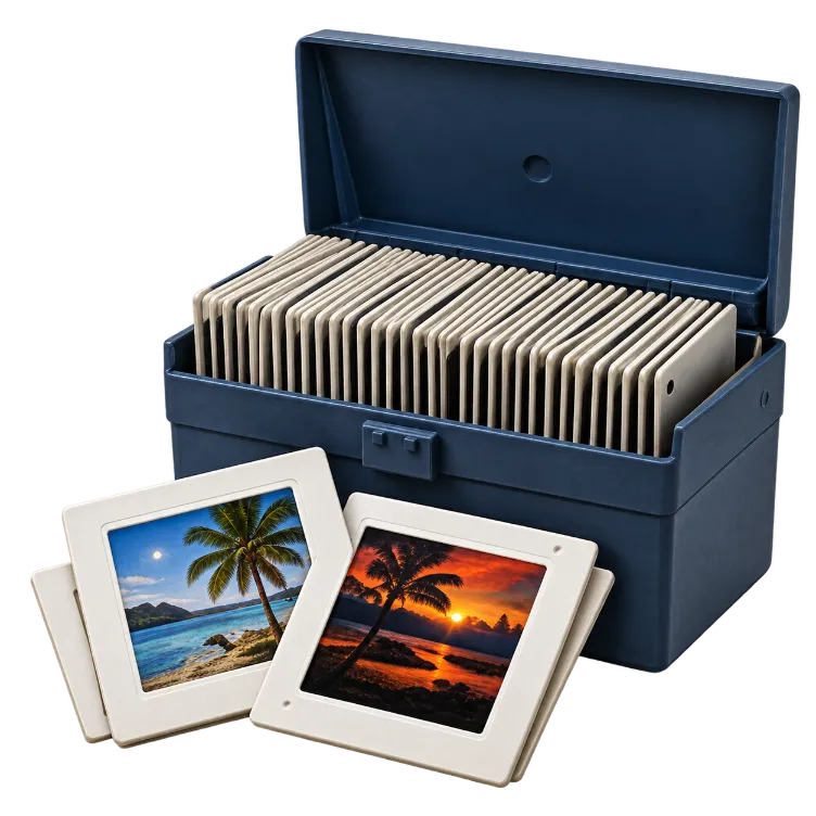 Storage box with mounted 35mm slides