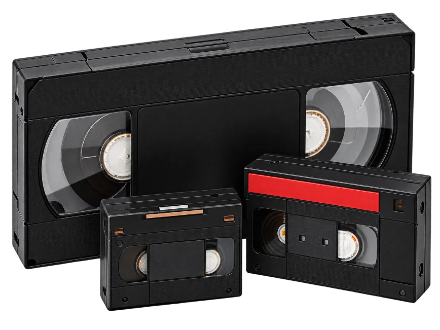 VHS, VHS-C, and Hi8 home video tapes