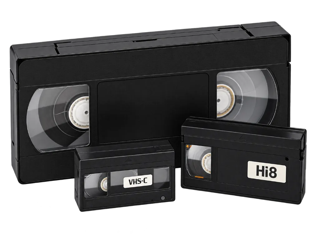 VHS, VHS-C and Hi8 home video tapes