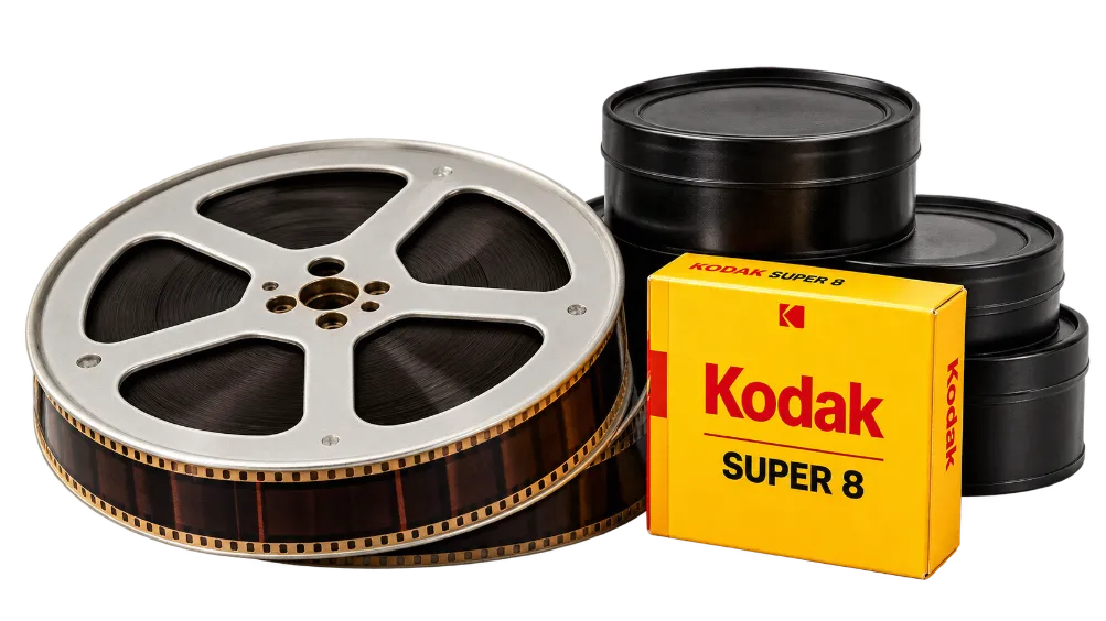 Super 8 and 16mm film reels