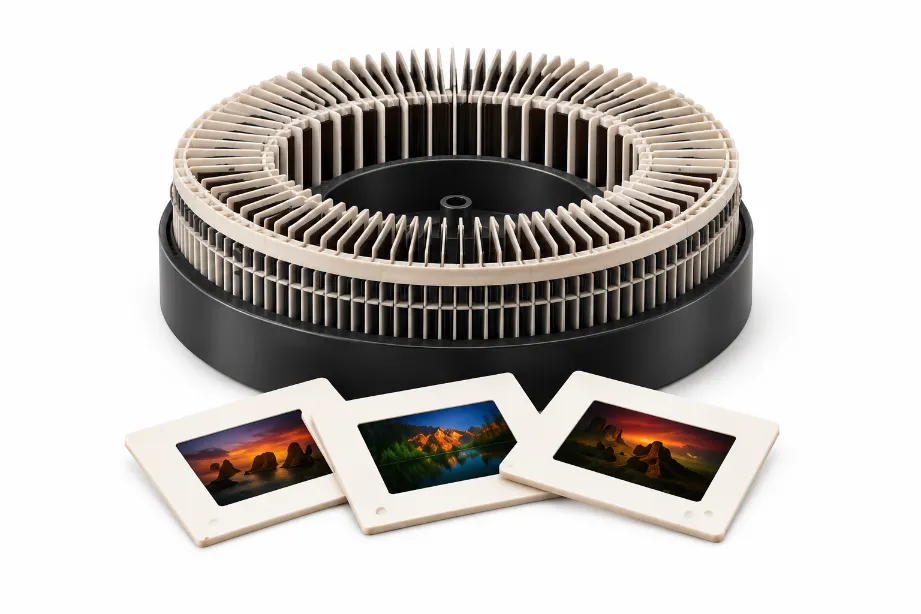 Full carousel tray and mounted 35mm slides