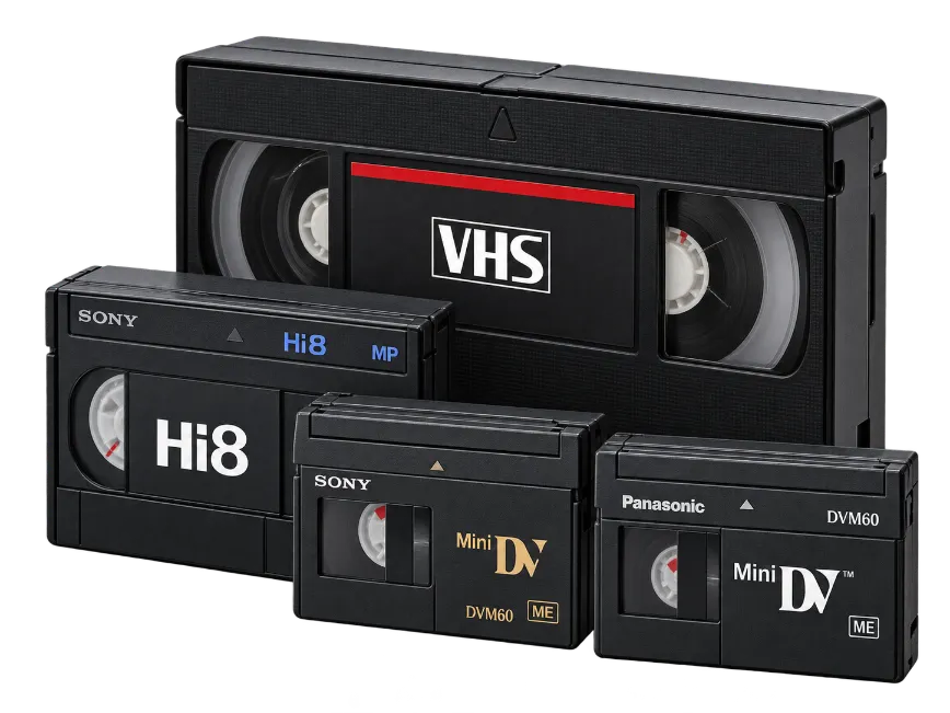 VHS, VHS-C, Hi8 and MiniDV home video tapes