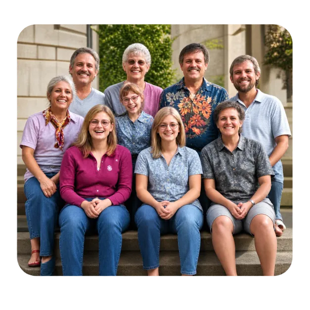 Family enjoying preserved slide memories