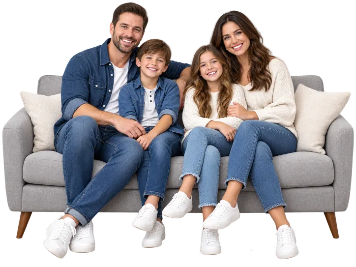 Family enjoying preserved home memories