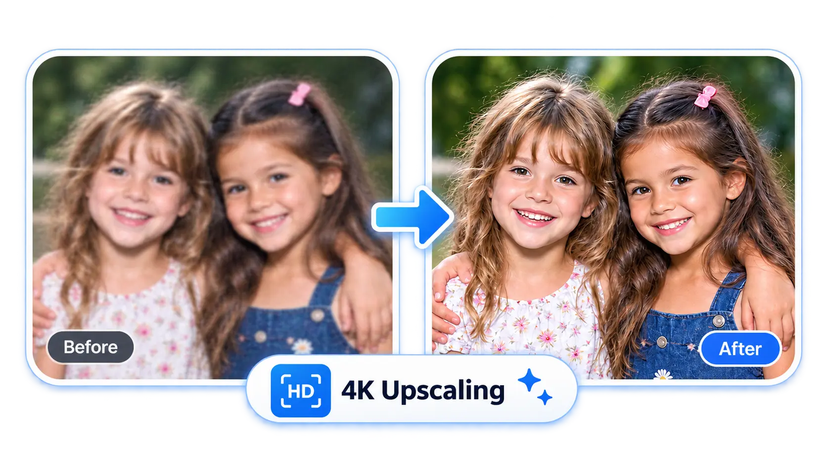 Before and after example of 4K video upscaling